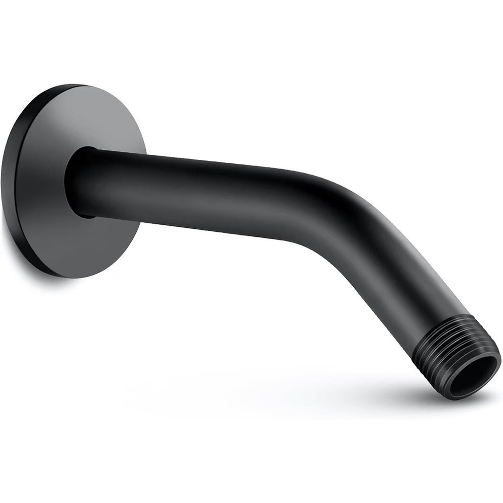 Cobbe Shower Arm with Flange and Teflon Tape, 6-Inches Wall Matte Black